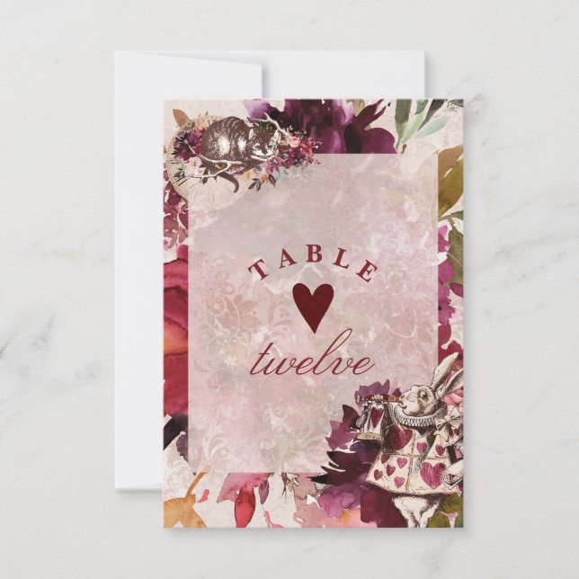 Alice in Wonderland Seating Wedding Table Numbers (Front)