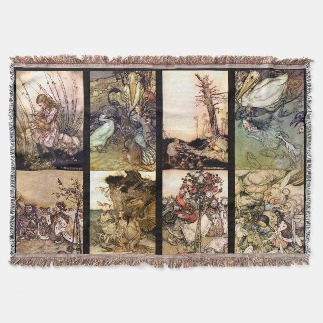 Alice In Wonderland Set Of Eight Images Rugs Throw Blanket (Front)
