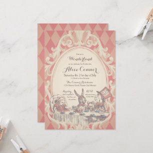 Alice in Wonderland Shower Invitations Pink