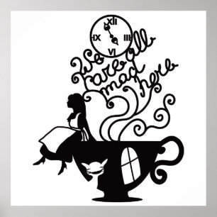 Alice in Wonderland. Silhouette illustration Poster