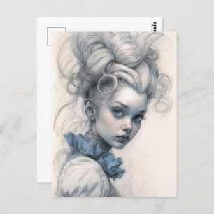 Alice in Wonderland, Sketch Art. Postcard