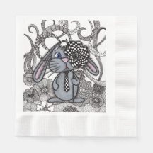 Alice in Wonderland Style Bunny Doodle Art Party N