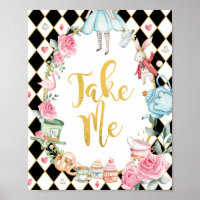 Alice in Wonderland TAKE ME Party Favours Sign