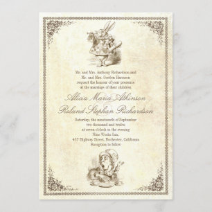 Alice in wonderland tale wedding invitations