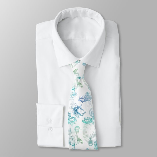 Alice in Wonderland Tea Blue Green Tie (Tied)