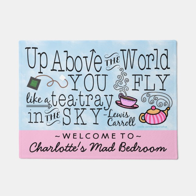 Alice in Wonderland Tea Carroll Quote Personalized Doormat (Front)