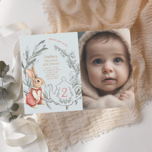 Alice in Wonderland Tea For Two 2nd Birthday  Invitation