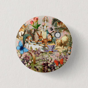 Alice in Wonderland Tea Party Art 1 Inch Round Button