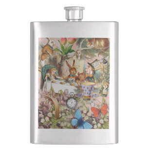 Alice in Wonderland Tea Party Art Hip Flask