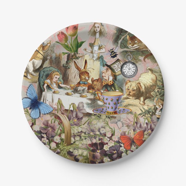 Alice in Wonderland Tea Party Art Paper Plate (Front)