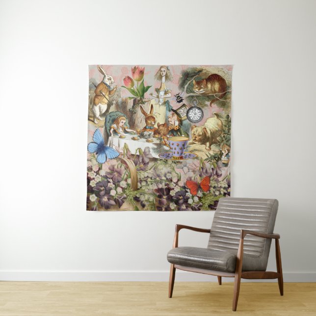 Alice in Wonderland Tea Party Art Tapestry (In Situ)