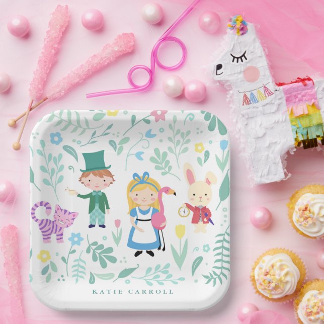 Alice in Wonderland Tea Party Baby Shower Paper Plate (Party)