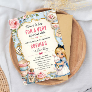 Alice in Wonderland Tea Party Birthday Invitation