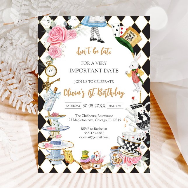 Alice in Wonderland Tea Party Birthday Invitation (Creator Uploaded)