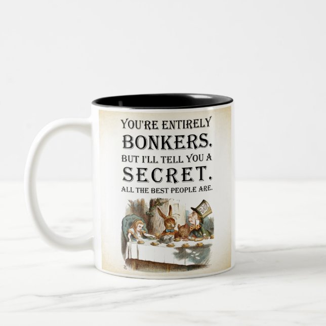 Alice In Wonderland - Tea Party - Bonkers Quote Two-Tone Coffee Mug (Left)