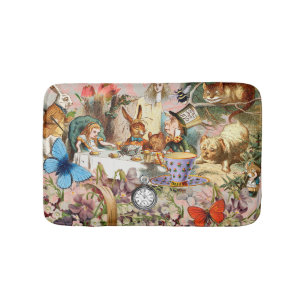 Alice in Wonderland tea party characters Bath Mat
