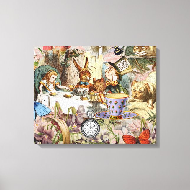 Alice in Wonderland tea party characters Canvas Print (Front)
