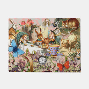 Alice in Wonderland tea party characters Doormat