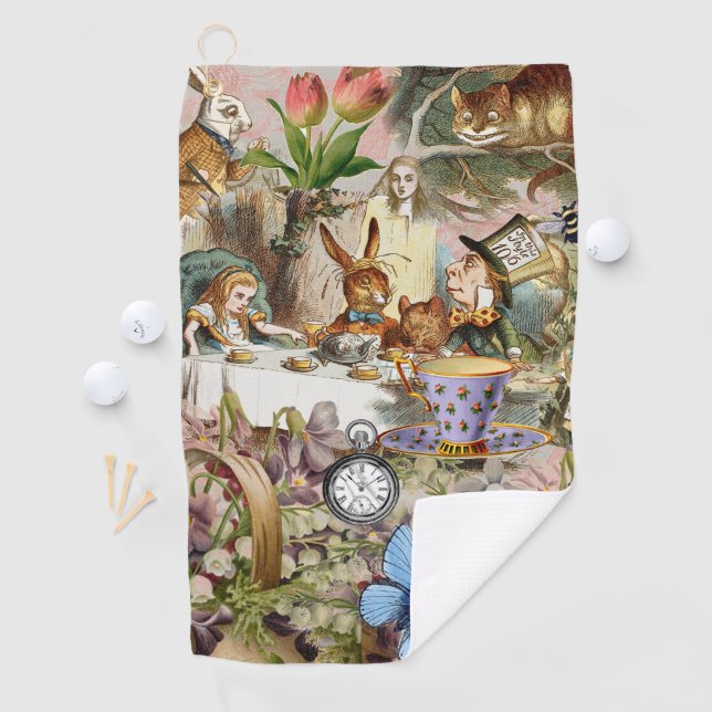Alice in Wonderland tea party characters Golf Towel (InSitu)