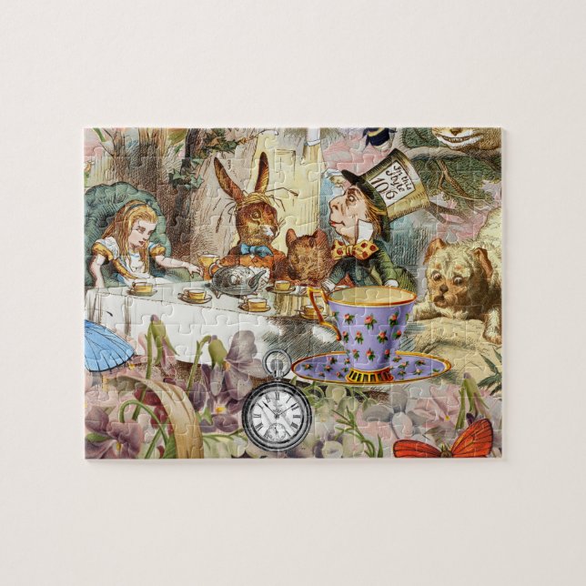 Alice in Wonderland tea party characters Jigsaw Puzzle (Horizontal)