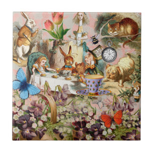 Alice in Wonderland tea party characters Tile