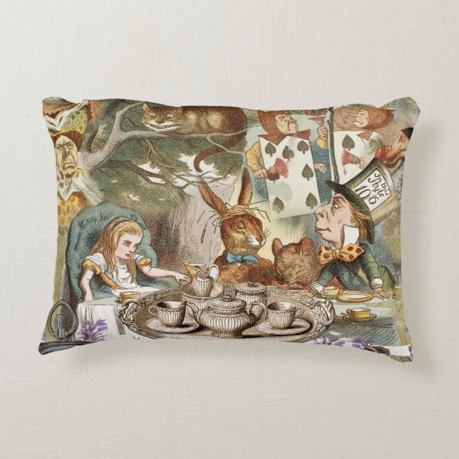 Alice in Wonderland Tea Party Guests Accent Pillow (Back)