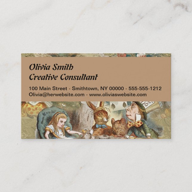 Alice in Wonderland Tea Party Guests Business Card (Front)
