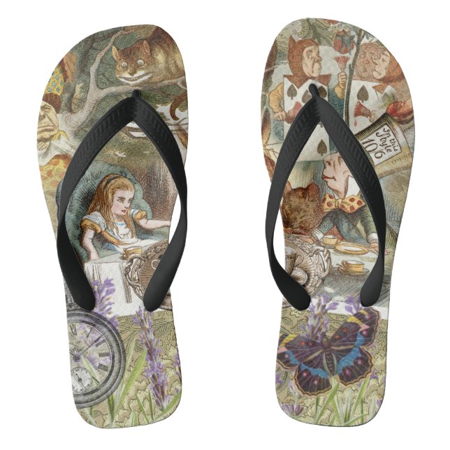 Alice in Wonderland Tea Party Guests Flip Flops (Footbed)