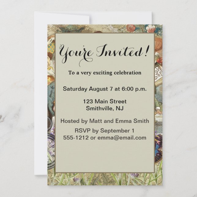 Alice in Wonderland Tea Party Guests Invitation (Front)