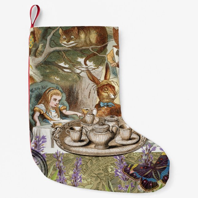 Alice in Wonderland Tea Party Guests Small Christmas Stocking (Front)