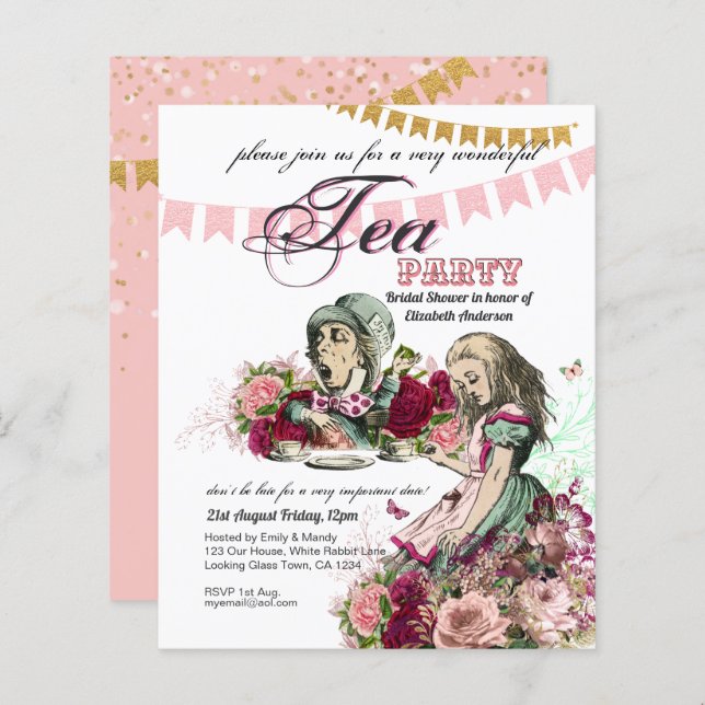 Alice In Wonderland Tea Party Invitation ANY EVENT (Front/Back)