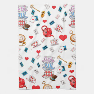 Alice in Wonderland Tea Party Theme Pattern Kitchen Towel