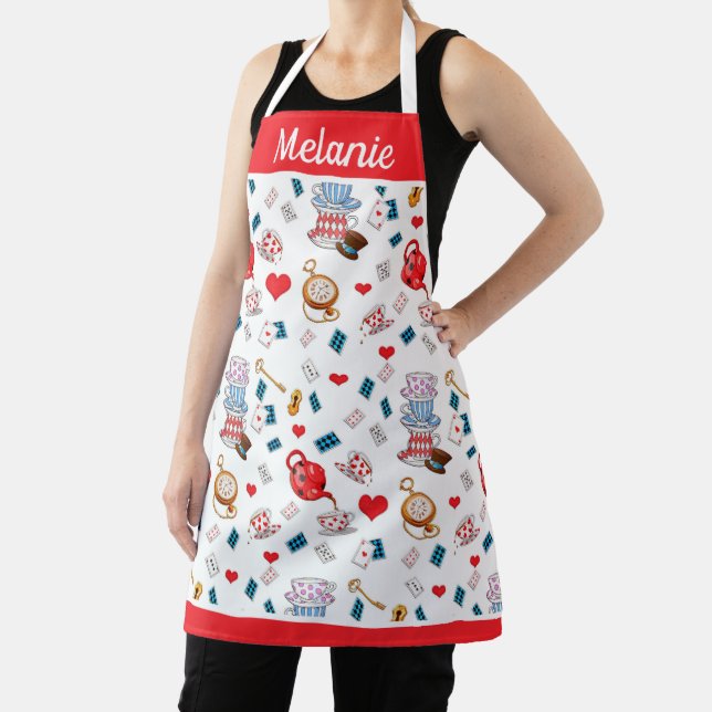 Alice in Wonderland Tea Party Theme Personalised Apron (Insitu)