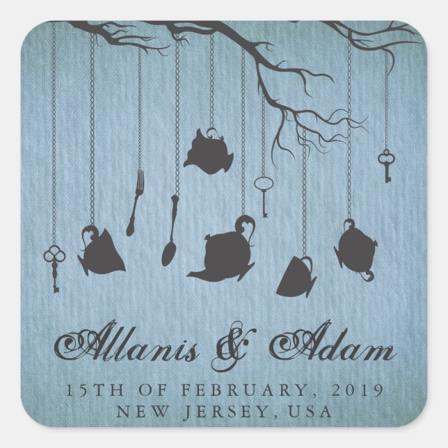 Alice in Wonderland Tea Party Wedding Stickers (Front)