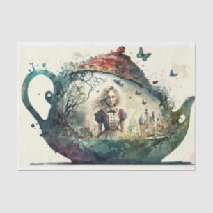 Alice in  Wonderland Tea Pot Decoupage Tissue Paper