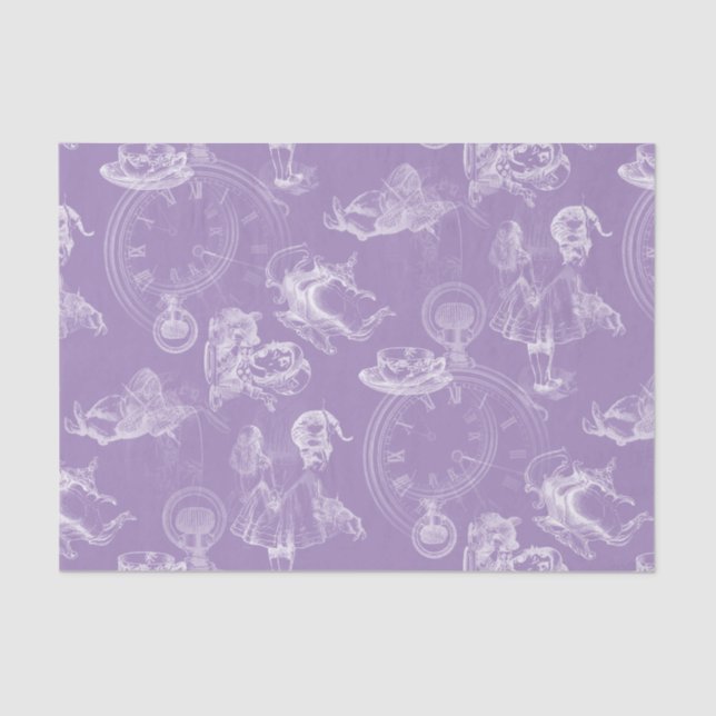 Alice in Wonderland Tea Time Lavender Tissue Paper (Front)