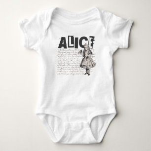 Alice In Wonderland Text & Alice Image Baby Bodysuit