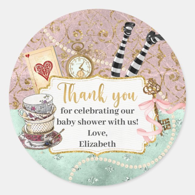 Alice in Wonderland Thank You Classic  Classic Round Sticker (Front)