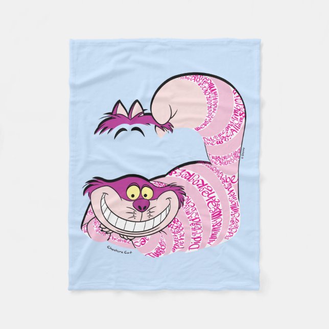 Alice In Wonderland | The Cheshire Cat in Text Fleece Blanket (Front)