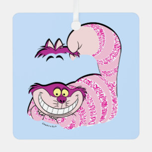 Alice In Wonderland   The Cheshire Cat in Text Metal Ornament