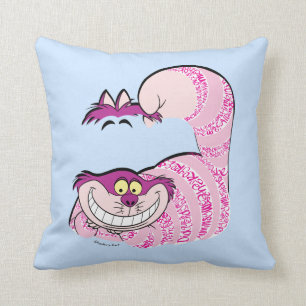 Alice In Wonderland   The Cheshire Cat in Text Throw Pillow