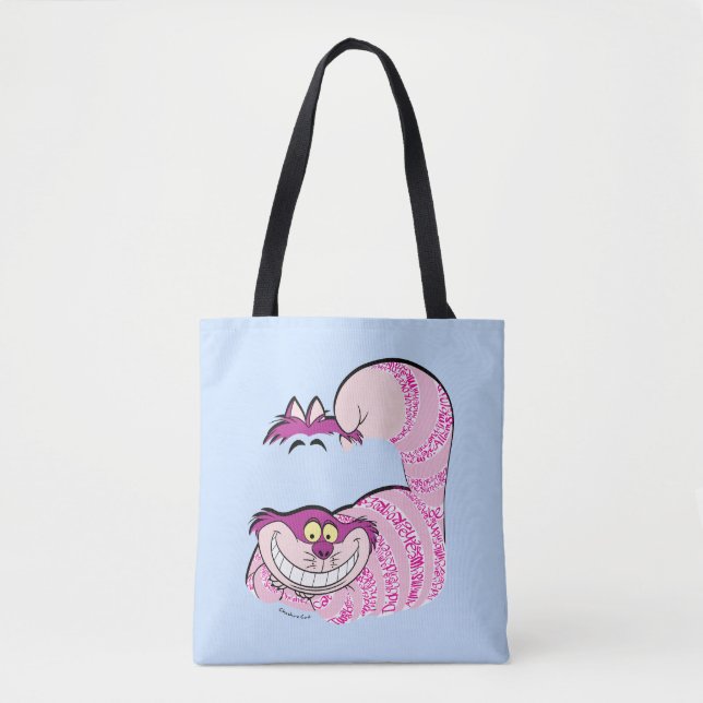Alice In Wonderland | The Cheshire Cat in Text Tote Bag (Front)