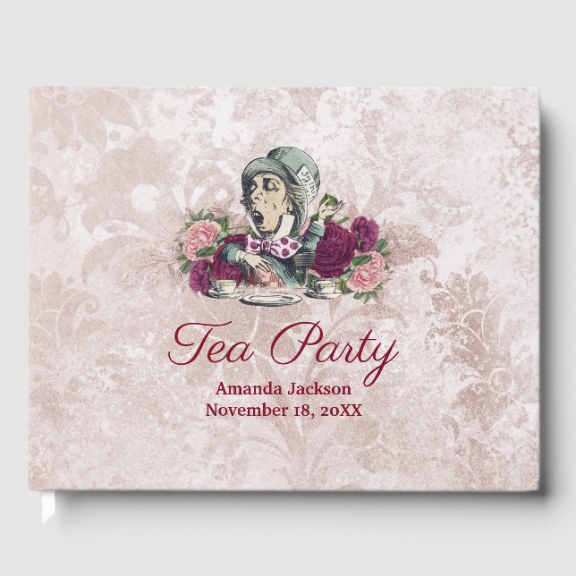 Alice in Wonderland The Mad Hatter Tea Party Guest Book (Front)