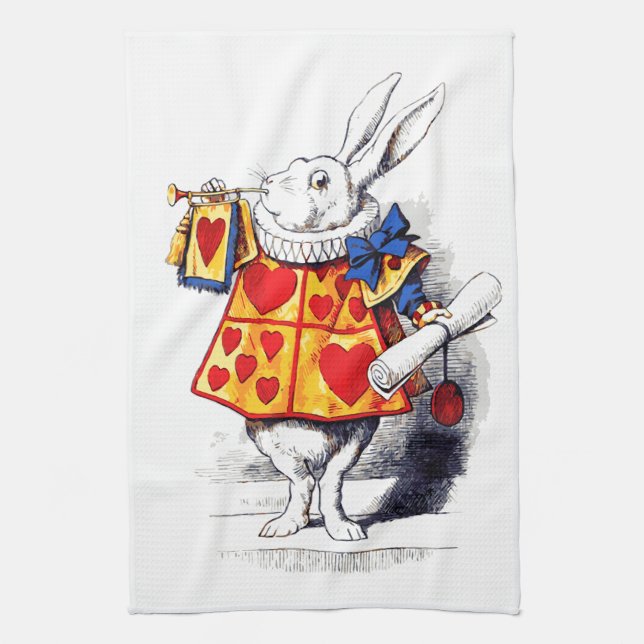 Alice in Wonderland The White Rabbit by Tenniel Kitchen Towel (Vertical)