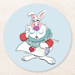 Alice In Wonderland   The White Rabbit Round Paper Coaster