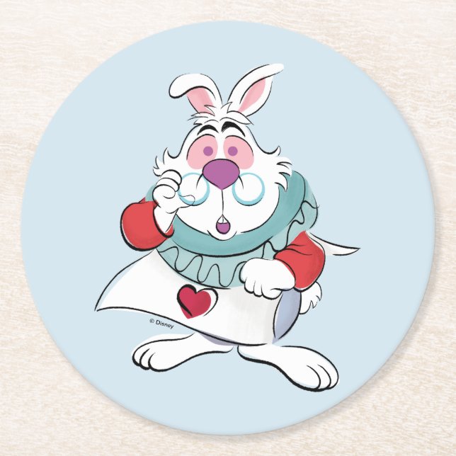 Alice In Wonderland | The White Rabbit Round Paper Coaster (Front)