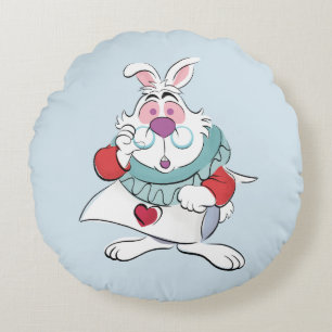 Alice In Wonderland   The White Rabbit Round Pillow