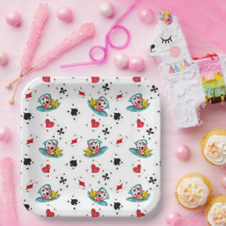 Alice in Wonderland Theme Black Paper Plates 