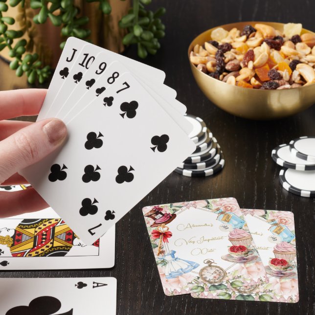 Alice In Wonderland Theme Floral Pink Personal Playing Cards (In Situ)