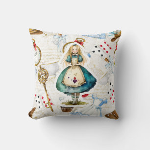 Alice In Wonderland Theme Throw Pillow